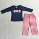 thumbnail image 2 of Conjuntos de ropa de dormir para niños, ropa de dormir con bordado de tres Santas, Top de pantalones a cuadros, pijamas de invierno y Navidad, venta al por mayor, 2 of 4