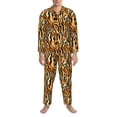 thumbnail image 3 of Honeii Zebra Pattern Mens Pajamas Set,2pcs Men's Lounge Long Sleeve Sleep Shirt and Pajama Bottoms Sleepwear Set,Mens Pjs Sets-Small, 3 of 7
