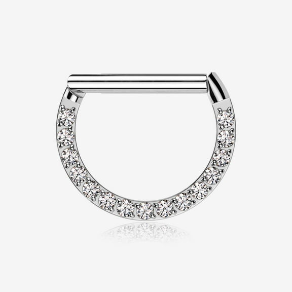 Brilliant Sparkle Multi-Gem Straight Bar Clicker Hoop Ring