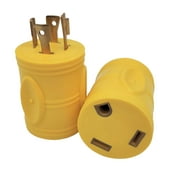 Parkworld 691593Y 1-Piece Adapter 4-Prong 20A Generator Locking L14-20P Male Plug to RV 30A TT-30R Female Receptacle (Yellow, 1-Pack)