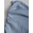 thumbnail image 4 of Dusty Blue Womens Strapless Ruched Bust Double Layer Ruffle Skirt Mini, 4 of 6
