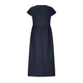 thumbnail image 5 of Sexlip Womens V Neck Pocket Loose Swing Midi Dress Soft Comfortable Casual Office Everyday Dress Blue L, 5 of 6