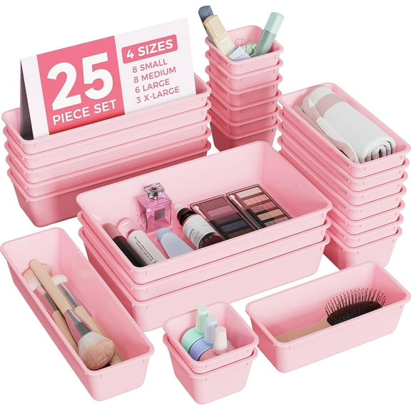 25 count Drawer Organizers Set, 4-Sizes Vanity and Organizer, Desk and bathroom Drawer Organizer Trays, Organizers and Storage for , , Gadgets, Utensils ()