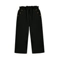thumbnail image 4 of Juslio Girls Pants Casual Solid Child's Summer Black High Waist Cute Full Length Overalls Wide Leg, 4 of 7