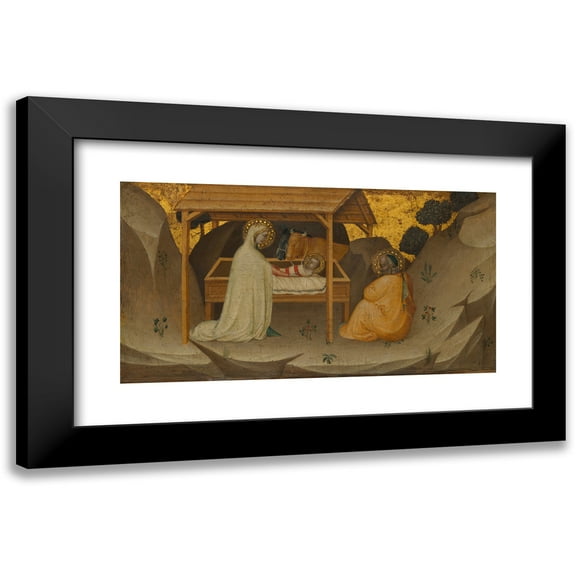 Puccio di Simone 14x9 Black Modern Framed Museum Art Print Titled - The Nativity (ca. 1350)