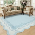 thumbnail image 2 of Hasoo Large Washable Rug 9' x 12' Area Rug for Living Room Scalloped Non-Slip Neutral Indoor Decor Floral Printed Carpet, Blue, 2 of 6
