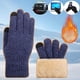 thumbnail image 1 of Guantes de invierno para exteriores para hombre y mujer, con forro polar, para pantalla táctil, cálidos, elásticos, de punto grueso, de lana, térmicos, para mujer, 1 of 4