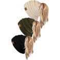 thumbnail image 1 of HSHDLDF Ponytail Messy Bun BeanieTail Women's Beanie Solid Ribbed Hat Cap, 1 of 7