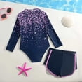 thumbnail image 5 of Tiijoy Girls Floral Print UPF 50+ Long Sleeve Zip Up Rash Guard Shorts 2-Piece Swimsuit, Sizes 4-8, 5 of 8