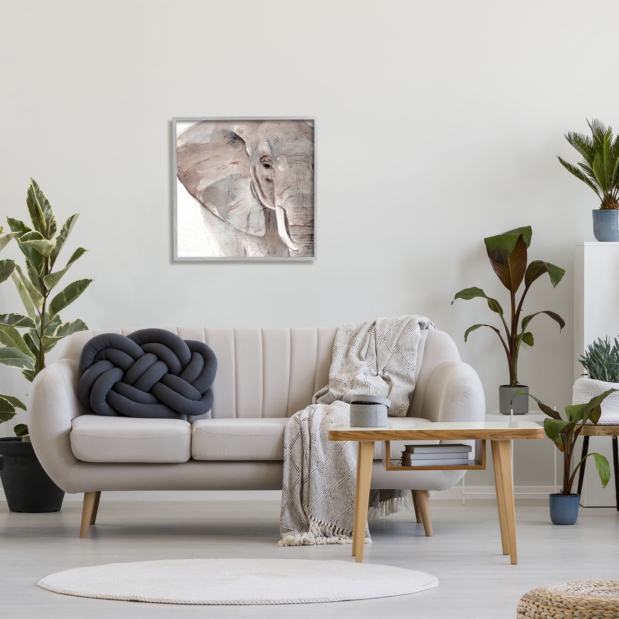 Stupell Industries Elephant Ear Animal Portrait Small Husks Grey Wrinkles, 24 x 24, Design by Annie Warren&nbsp;