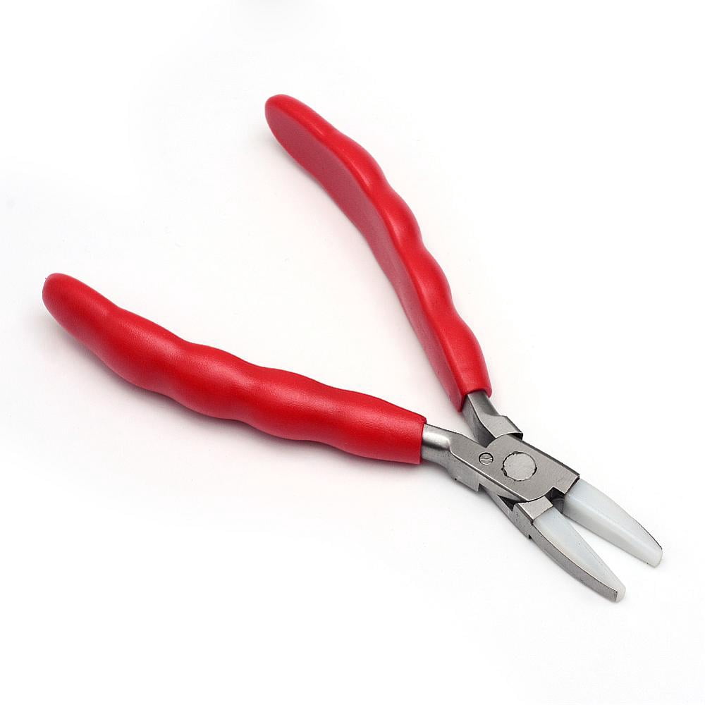 1pc Steel Jewelry Pliers Nylon Jaw Pliers Flat Nose Pliers Red 160x60x17mm