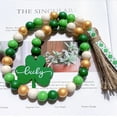 thumbnail image 5 of Vikakiooze Home Decor Under $5, St Patricks Day Wood Bead Garland-Farmhouse Beads With Green Pendant & Tassel-Saint Patricks Day Decorations For Tiered Tray,Fireplace,Living Room, 5 of 8