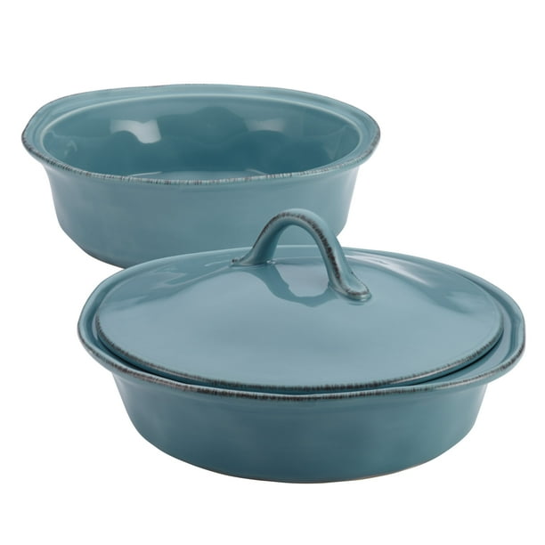 Rachael Ray Cucina Stoneware 3Piece Round Baker And Lid Set Walmart