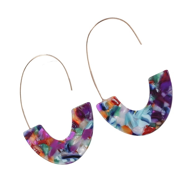 1 par de aretes en forma de U con estampado de leopardo geométrico universal colgantes para la oreja suministros elegantes para fiestas para Ropa, zapatos y accesorios Miscelánea azul colorido Sonducket AP010170-10