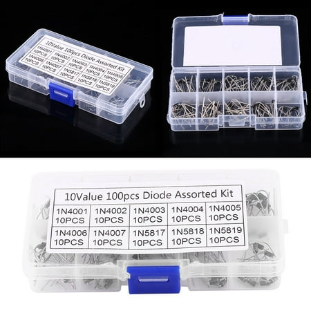 

Greensen 100pcs 10Values Rectifier Diode Assortment Electronic Kit 1N4001~1N4007 1N5817~1N5819 With Box Rectifier Diode