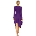 thumbnail image 2 of Doomiva Women Praise Dance Dress Long Sleeve Asymmetrical Hem Lyrical Liturgical Dancewear Purple L, 2 of 7