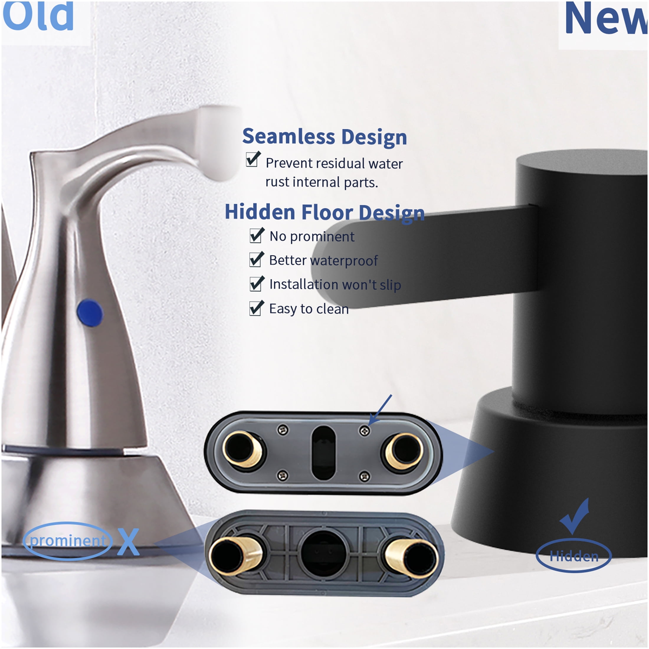 JERFIT Modern Centerset Bathroom Sink Faucet 2-Handle, Matte Black 3-Hole Mount RV Vanity Faucet with Pop-Up Drain Assembly