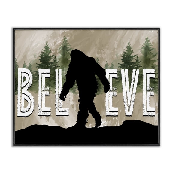 Stupell Industries Believe Rustic Mythical Creature Quotes and Sayings Painting Black Framed Art Print Wall Art, 14 x 11