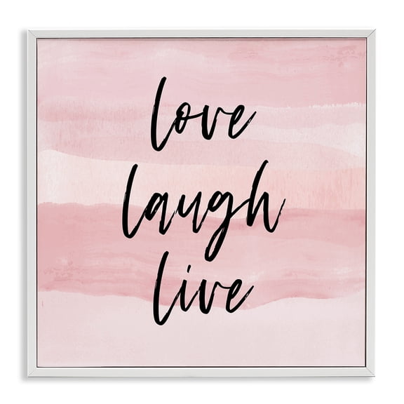 Stupell Industries Glam Pink Love Laugh Live Phrase White Framed Giclee Art, 12 x 12, by Martina Pavlova