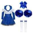 thumbnail image 5 of iiniim Kids Girls Cheerleading Cheer Leader Dance Dress with Pom Poms Headwear Socks Party A Blue 16, 5 of 7