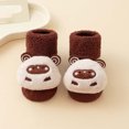 thumbnail image 2 of ZQUUVOU Baby Cartoon Booties Socks Grip Socks Winter Warm Fuzzy Socks Newborn Infant Unisex Thick Cotton Plush Socks Burgundy, 2 of 4