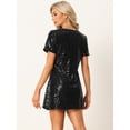 thumbnail image 4 of DARING DIVA Women's Glitter Sequin V Neck Mini Clubwear Party Dress XL Black, 4 of 6