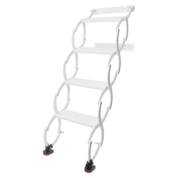 White Pull Down Attic Ladder 4-Steps, Retractable Folding Stairs with Armrests, Telescoping Step Ladders, Wall-Mounted Retractable Ladder, 39.3 in Height for Loft, Garage, Warehouse