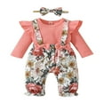 thumbnail image 1 of Combinaison pour Bébé Fille, Tenue Florale, Barboteuse à Manches Longues et Bandeau, 1 of 9