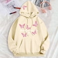 thumbnail image 2 of Bjutir Women Hoodie Sweatshirts Women'Sfall Winter Casual Loose Butterfly Print Pocket Hooded Sweatshirt Beige, 2 of 4