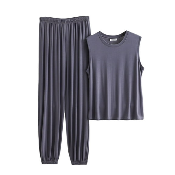 snilers Mens Pajamas Set Tank Top and Long Pants 2 Piece Sets Summer Pjs Sets Lounge Sets Plus Size Loungewear Set