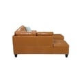 thumbnail image 5 of Hommoo L-Shaped Upholstered Sectional Sofa Couch with Storage & Cup Holders, Faux Leather Living Room Sofa Set, With Ottoman, Ginger, 5 of 7