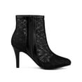 thumbnail image 3 of BLISSFUL STEP Women's Pointed Toe Lace Flower Stiletto Heels Ankle Boots, 3 of 7