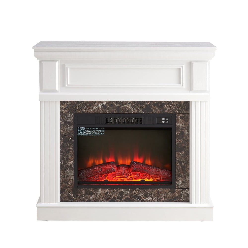 Avger Electric Fireplace with Mantel, 23" Insert, Adjustable Flame, Remote Control, White