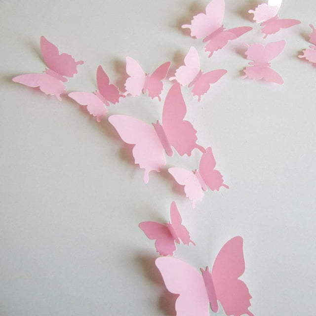 24 pegatinas de pared extraíbles de mariposas 3D para decoración del hogar y la habitación.