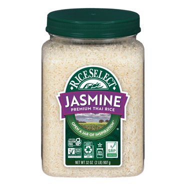 RiceSelect Premium Thai Jasmine Rice, Gluten-Free, Non-GMO, SRP Verified, 32 oz Jar