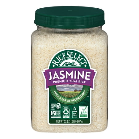 RiceSelect Premium Thai Jasmine Rice  Gluten-Free  Non-GMO  SRP Verified  32 oz Jar