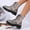Gray, variant on British Vintage Glitter Lace Up Platform Low Heel Martin Mid Calf Boots for Women, Round Toe Solid Fall Chic Daily Footwear Silver 36