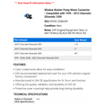 thumbnail image 2 of Window Washer Pump Motor Connector - Compatible with 1999 - 2012 Chevy Silverado 1500 2000 2001 2002 2003 2004 2005 2006 2007 2008 2009 2010 2011, 2 of 2