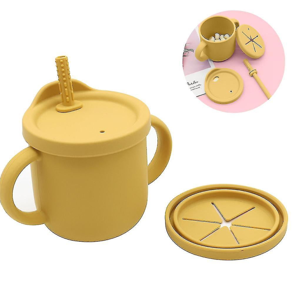 Silicone Sippy Cups For Toddlers, Snack Cups With Straw For Baby