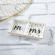 Kate Aspen Engagement Ring Jewelry Dish（Set of 6 | Mr & Mrs Ceramic Trinket Tray Wedding Accessories