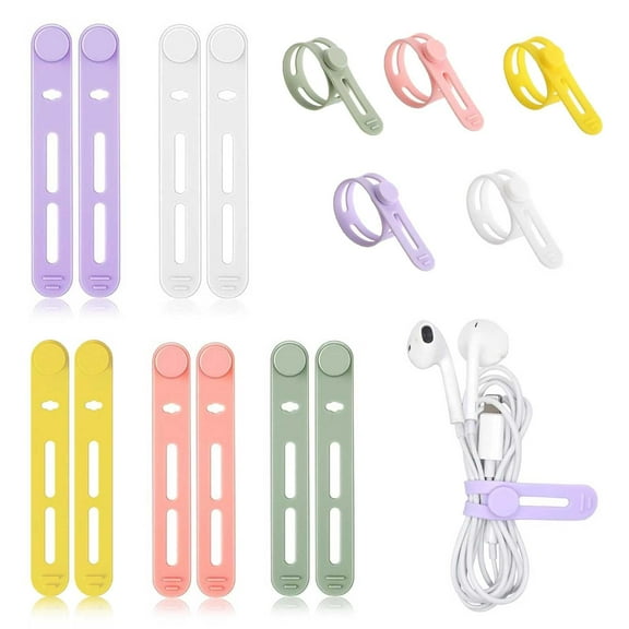 30pcs Silicone Cable Tie Data Cable Organizer, Reusable Cable Manager, Multi Purpose Elastic Rope Manager for Bundling and Fastening Cables and Wires (colorful, 30pcs)