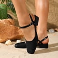thumbnail image 3 of Rokment Mary Jane Square Closed Toe Dressy Sandals for Women Bride Wedding Elegant Casual Leather Ankle Strap Chunky Block Low Heels Dress Ballet Flat Black Size 6.5, 3 of 4