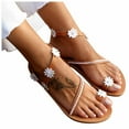 thumbnail image 5 of Hvyesh Boho Sandals for Women Dressy Summer, Summer Lace Flower Open Toe Casual Shoes Flats Comfortable Roman Sandals Size 6, 5 of 9