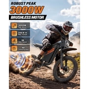 Peak 3000W Electric Dirt Bike for Adults, 37-100 Miles, 60V 35AH, Max 38Mph,Anti-Theft Alarm E-Bike, 25Tire,Hydraulic Disc Brakes E-Mountain Bike