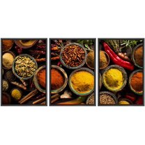 wall26 Framed Canvas Print Wall Art Set Indian Garam Masala Turmeric Spice Blend Food Kitchen & Cooking Photography Realism Decorative Colorful for Living Room, Bedroom, Office - 16"x24"