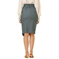 thumbnail image 4 of Allegra K Women's Button Decor Split Belted Tie Waist Pencil Skirt, 4 of 7