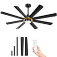 thumbnail image 2 of Uforic 72 Inch Large Modern Ceiling Fan with Light and Remote,Black Gold ceiling fan with 8 Blades,6 Speed for Living Room,Garage, 2 of 10