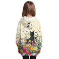 thumbnail image 2 of Psesaysky Girls' Hoodies Sweatshirts Black Cat Floral Print Long Sleeve Casual Lightweight Pullover Tops Hoodie Dress with Pockets for 5-6 Years, 2 of 7