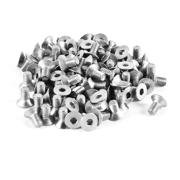 100 Pcs Tornillos de Cabeza Hexagonal Plana de Acero Inoxidable 304HC con Cabeza Avellanada M4 x 8mm