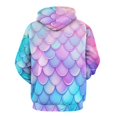 thumbnail image 3 of Colorful Fish Scale Pattern Men's Women Vintage 3D Hooded Sweatshirt - All-Season Loose Fit Streetwear, 3 of 6